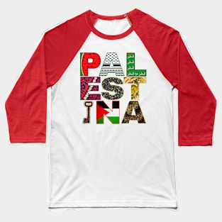 PALESTINA- Watermelon - Keffiyeh - Palestine Will Be Free - Palestine Fabric - Olives - Hummus - Key of Return - Palestine Flag - Za'atar - Front Baseball T-Shirt